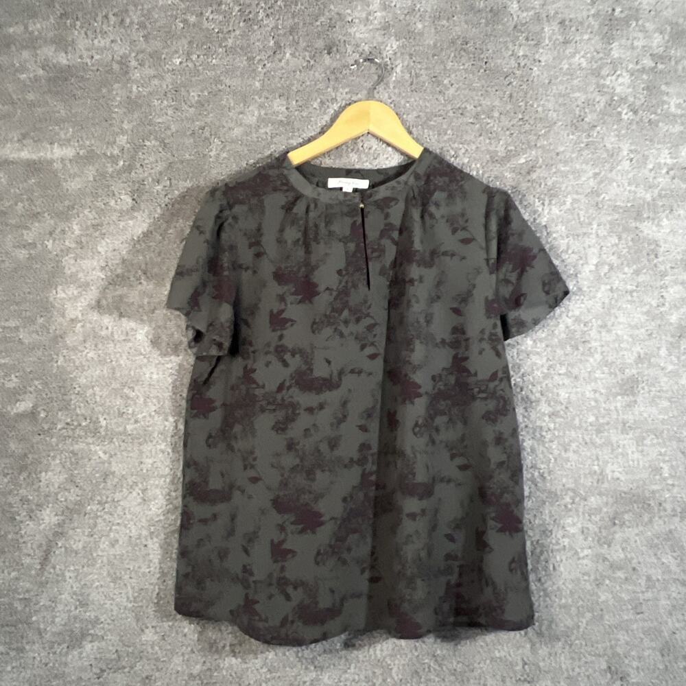 Monday Fun Shirt Womens Medium Gray Purple Floral Crew Neck Stitch Fix Top